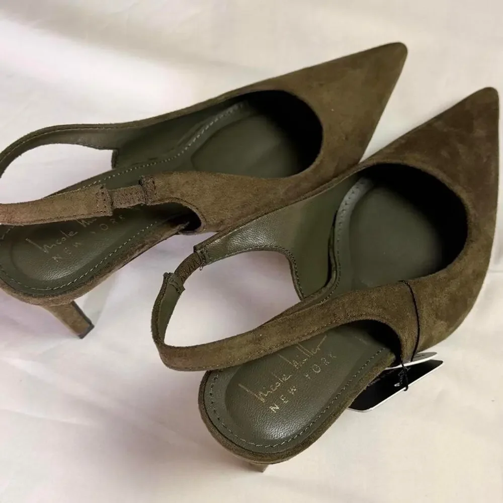 Stylish Modern Nicole Miller Faux Suede Kitten heels size 9 nwt